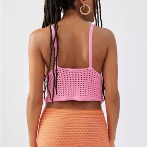 UO Goldie Knit Cami Top pink crochet Festival Urban Outfitters - Picture 5 of 11